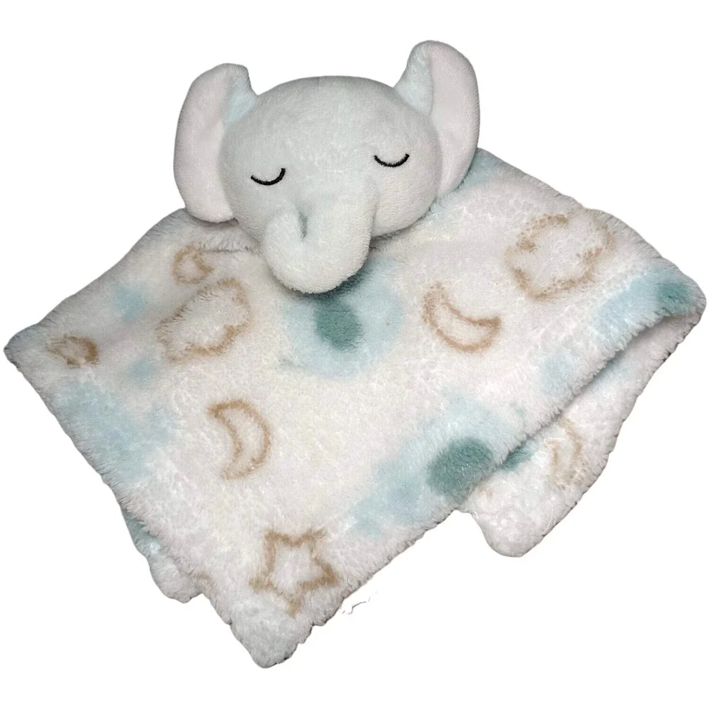 Mini Muffin Blue Sleeping Elephant Baby Security Blanket Lovey Moon Cloud Star